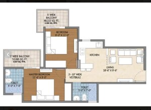 Floor Plan in 2 BHK Apartment at Pivotal Devaan, Sector 84 – for Sale