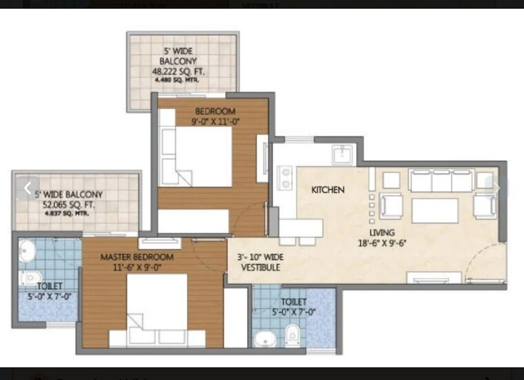 Floor Plan, pivotal-devaan 2 Bedroom 574 Sq.Ft. Apartment In Sector 84 Gurgaon 10427275