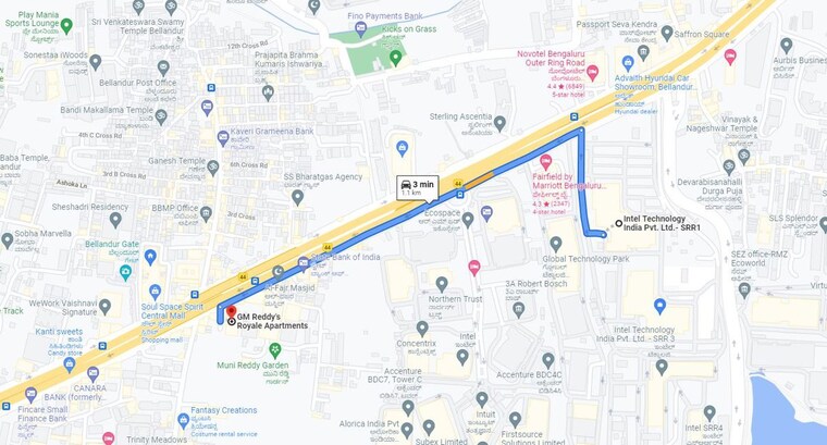 Map Location, g-m-reddys-royale-apartments 3 Bedroom 1410 Sq.Ft. Apartment In Bellandur Bangalore 10387259