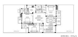 Floor Plan in 3 BHK Apartment at Orchid Island, Sector 51 – for Sale