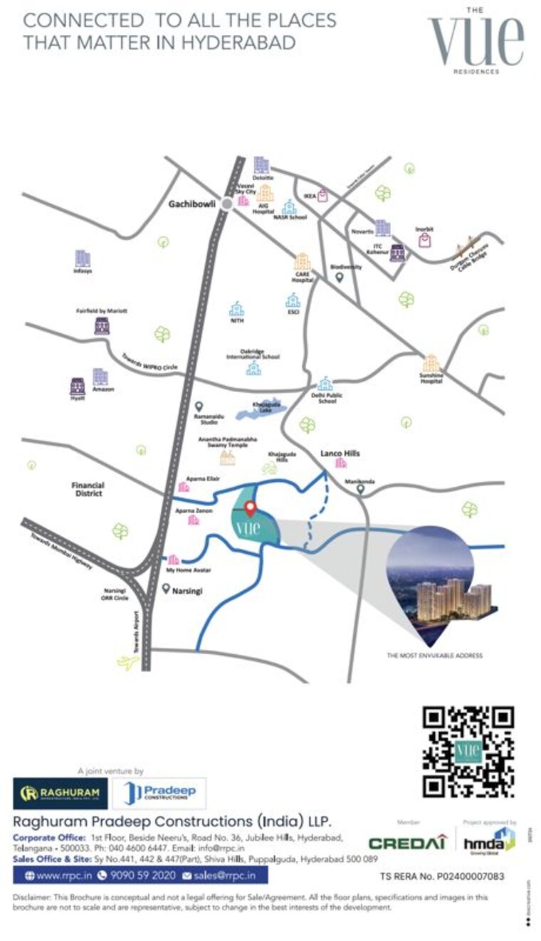Map Location, raghuram-the-vue-residences 3 Bedroom 2660 Sq.Ft. Apartment In Puppalaguda Hyderabad 10430412