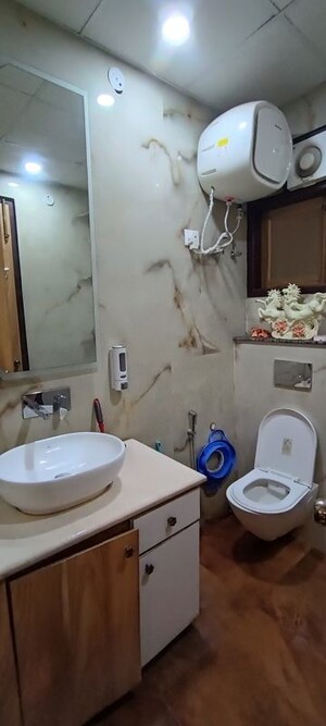 Bathroom in 3 BHK Builder Floor at AJS Heights, Indrapuram – for Rent