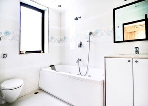 Bathroom in 3.5 BHK Builder Floor at Sandesh Nagar – for Rent