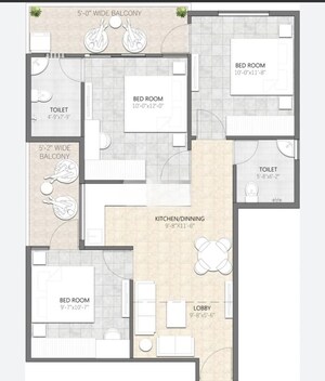 Floor Plan in 3 BHK Apartment at Yashika Green Square, Sector 99a – for Sale
