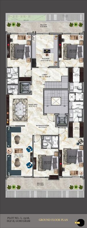 Floor Plan in 4 BHK Builder Floor at Dlf Phase ii – for Sale