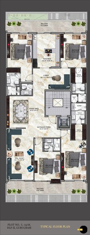 Floor Plan in 4 BHK Builder Floor at Dlf Phase ii – for Sale