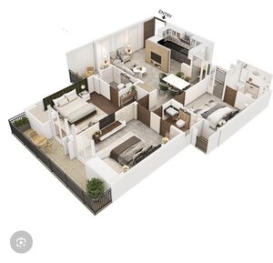 Floor Plan in 3 BHK Apartment at Wave Executive Floors, Wave City – for Rent