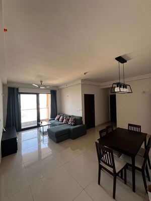 Living Room in 2 BHK Apartment at Puravankara Purva Atmosphere, Thanisandra Main Road – for Rent
