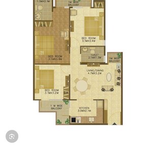 Floor Plan in 2 BHK Apartment at Wave Executive Floors, Wave City – for Sale