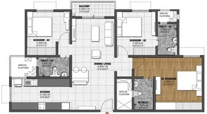 Floor Plan in 2 BHK Apartment at Brigade El Dorado, Bagaluru – for Sale