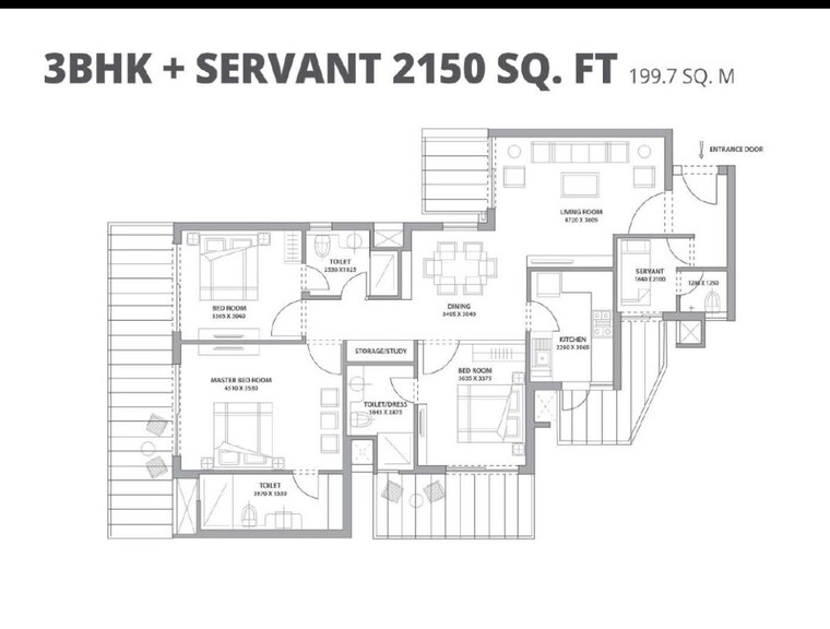 Floor Plan, bestech-park-view-altura 3.5 Bedroom 2150 Sq.Ft. Apartment In Sector 79 Gurgaon 10434766