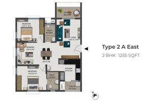 Floor Plan in 2 BHK Apartment at Ramky One Orbit, Nallagandla – for Sale