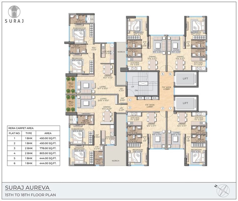 Floor Plan, suraj-aureva 1 Bedroom 444 Sq.Ft. Apartment In Prabhadevi Mumbai 10436391