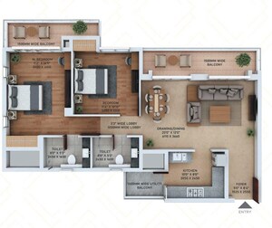 Floor Plan in 2 BHK Apartment at Ace Starlit, Sector 152 – for Sale