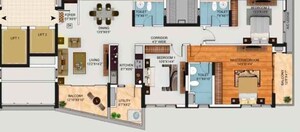Floor Plan in 3 BHK Apartment at Mantri Lithos, Thanisandra – for Rent