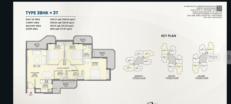Floor Plan, eldeco-echoes-of-eden 3 Bedroom 1550 Sq.Ft. Apartment In Sector 22d Yamuna Expressway Greater Noida 10438571