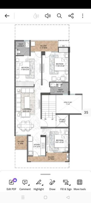 Floor Plan in 3 BHK Builder Floor at Landmark Avana, Sector 95 – for Sale