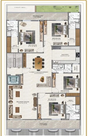 Floor Plan in 5 BHK Builder Floor at Emaar MGF Emerald Hills, Sector 65 – for Sale