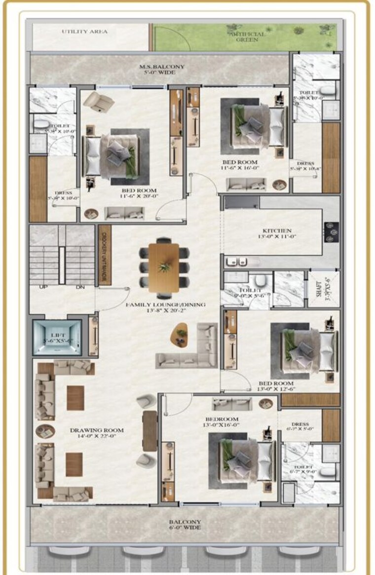 Floor Plan, emaar-mgf-emerald-hills 5 Bedroom 2403 Sq.Ft. Builder Floor In Sector 65 Gurgaon 10439153