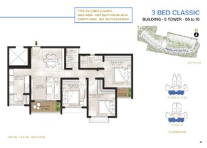 Floor Plan in 3 BHK Apartment at Meridian Park At The Prestige City, Sarjapur Road – for Sale