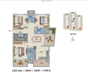 Floor Plan in 3 BHK Apartment at ASBL Spectra, Financial District – for Sale