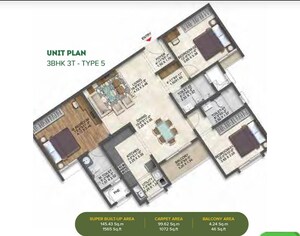 Floor Plan in 3 BHK Apartment at Brigade Calista, Budigere – for Sale
