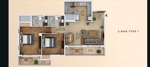 Floor Plan in 2 BHK Apartment at Ace Starlit, Sector 152 – for Sale