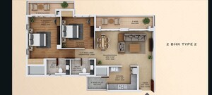 Floor Plan in 2 BHK Apartment at Ace Starlit, Sector 152 – for Sale