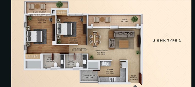 Floor Plan, ace-starlit 2 Bedroom 1450 Sq.Ft. Apartment In Sector 152 Noida 10443405
