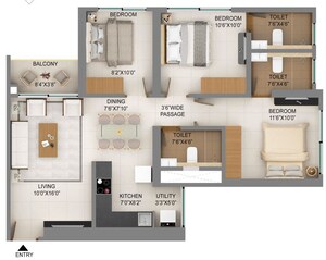Floor Plan in 2 BHK Apartment at Shapoorji Pallonji Northern Lights, Pokhran Road No Two – for Sale