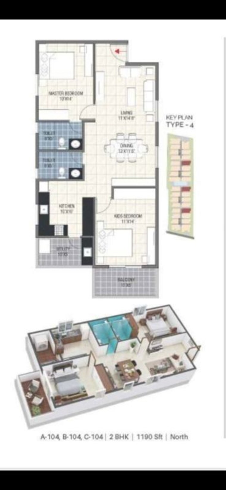 Floor Plan, navanaami-platina 2 Bedroom 1197 Sq.Ft. Apartment In Agrahara Badavane Bangalore 10443774