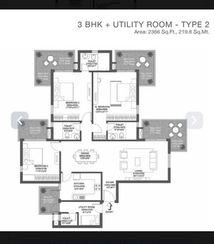 Floor Plan in 3.5 BHK Apartment at Godrej 101, Sector 79 – for Sale
