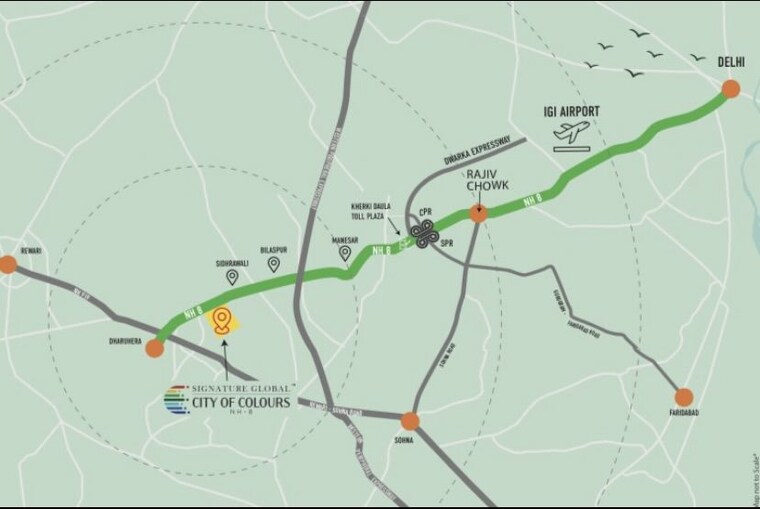 Map Location, signature-global-city-of-colours  124 Sq.Yd. Plot In Nh 8 Gurgaon 10415018