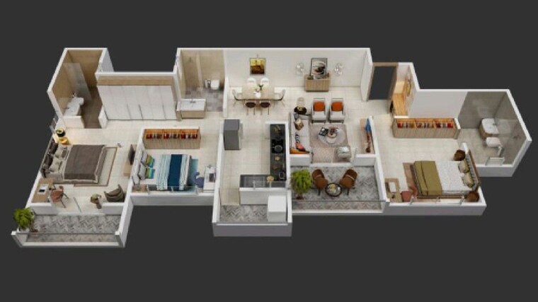 Floor Plan, alpha-apartments-kalyani-nagar 3 Bedroom 1400 Sq.Ft. Apartment In Kalyani Nagar Pune 10448318