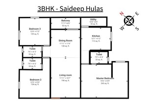 Floor Plan in 3 BHK Apartment at High Grounds – for Sale
