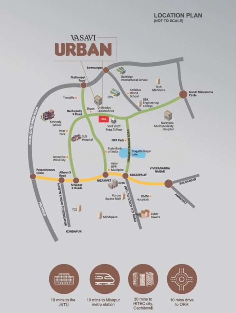 Map Location, vasavi-urban 2 Bedroom 950 Sq.Ft. Apartment In Bachupally Hyderabad 10408232