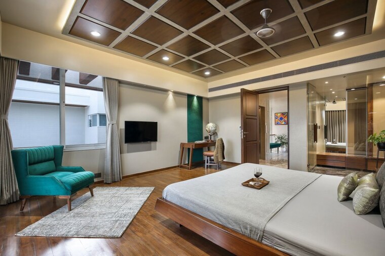 Master Bedroom, darshanam-celestial 4 Bedroom 3600 Sq.Ft. Villa In Bhayli Vadodara 10450485
