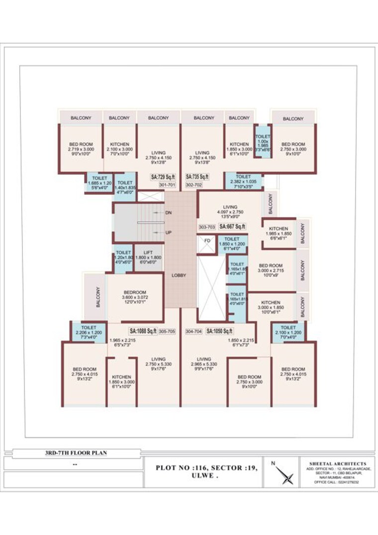 Floor Plan, advika-ayansh-crown 1 Bedroom 735 Sq.Ft. Apartment In Ulwe Sector 19 Navi Mumbai 10444301