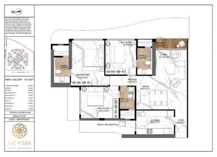 Floor Plan, the-park-residency-andheri 3 Bedroom 1116 Sq.Ft. Apartment In Andheri West Mumbai 10451415