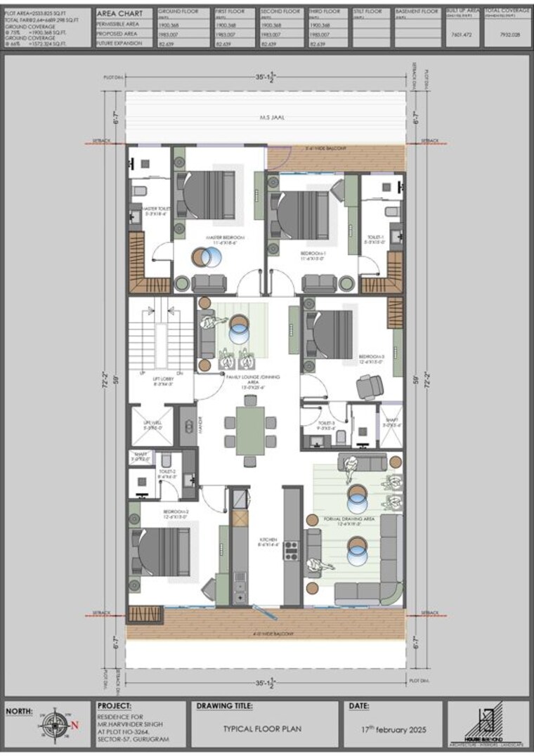 Floor Plan, sector 57 4 Bedroom 282 Sq.Yd. Builder Floor In Sector 57 Gurgaon 10451507