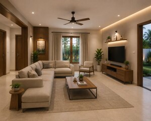 Living Room in 3 BHK Independent House at Triprayar – for Sale