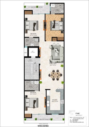 Floor Plan in 3 BHK Builder Floor at BPTP District Phase 2, Sector 84 – for Sale