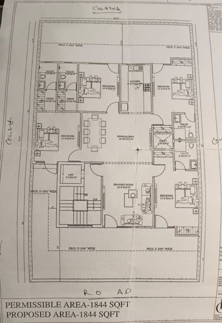Floor Plan, sector 46 4 Bedroom 342 Sq.Yd. Builder Floor In Sector 46 Gurgaon 10451650