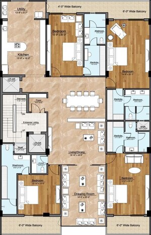 Floor Plan in 4 BHK Builder Floor at Dlf City Phase 3 – for Sale