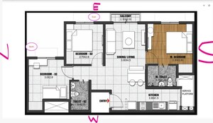 Floor Plan in 3 BHK Apartment at Brigade El Dorado, Bagaluru – for Sale