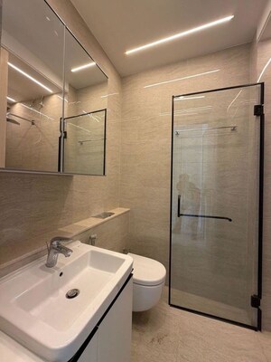 Bathroom in 3 BHK Apartment at Adani Ten BKC, Bandra East – for Rent