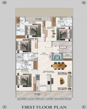 Floor Plan in 4 BHK Builder Floor at Realtech The Luxurium, Sushant Lok I – for Sale
