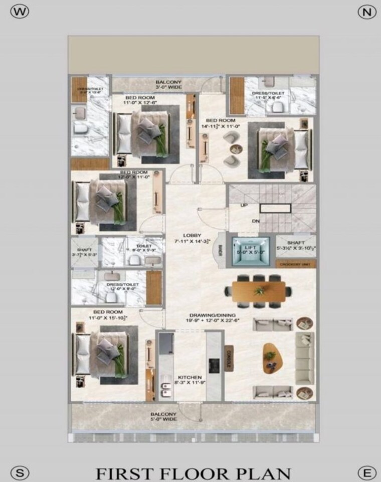Floor Plan, realtech-the-luxurium 4 Bedroom 300 Sq.Yd. Builder Floor In Sushant Lok I Gurgaon 10452881
