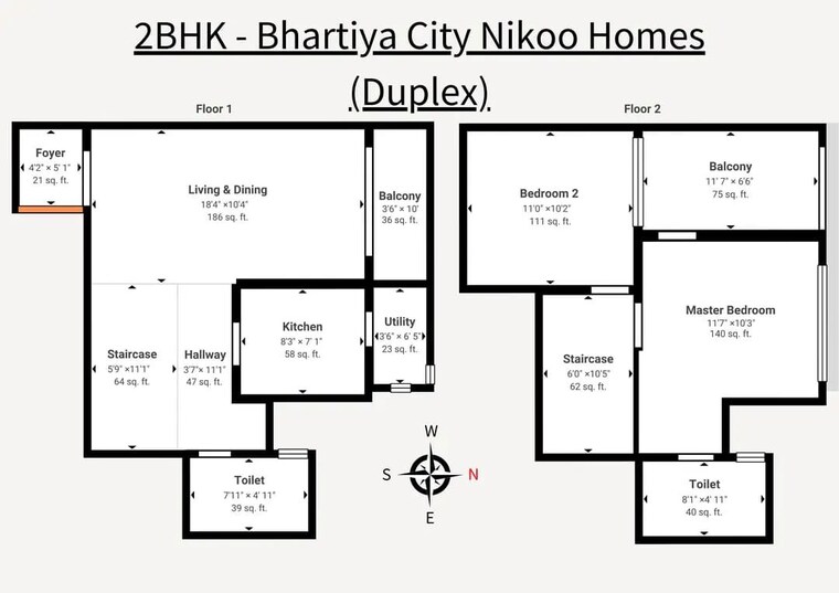 Floor Plan, bhartiya-city 2 Bedroom 1276 Sq.Ft. Apartment In Thanisandra Main Road Bangalore 10453241