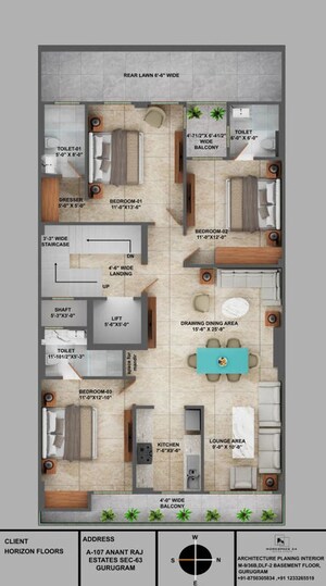 Floor Plan in 3 BHK Builder Floor at Sector 63a – for Sale